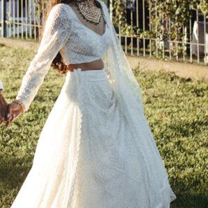 Ritika Mirchandani Paola Bridal Lehenga - Cream/White